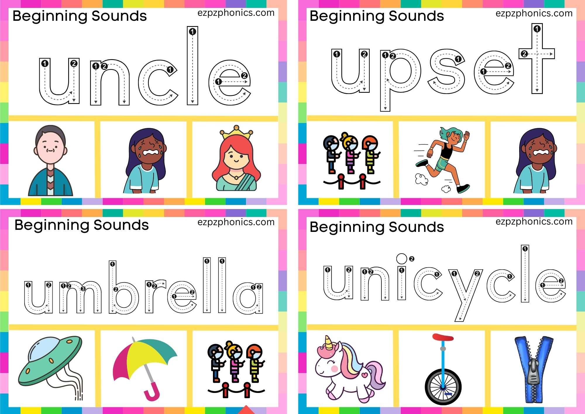 Letter U Trace The Word And Clip The Correct Image Group 1